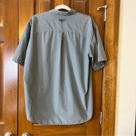 FLY Racing Grey Collared Button Up Short Sleeve Shirt Size Large - Picture 8 of 11